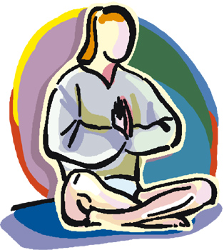 women in seated, meditative pose